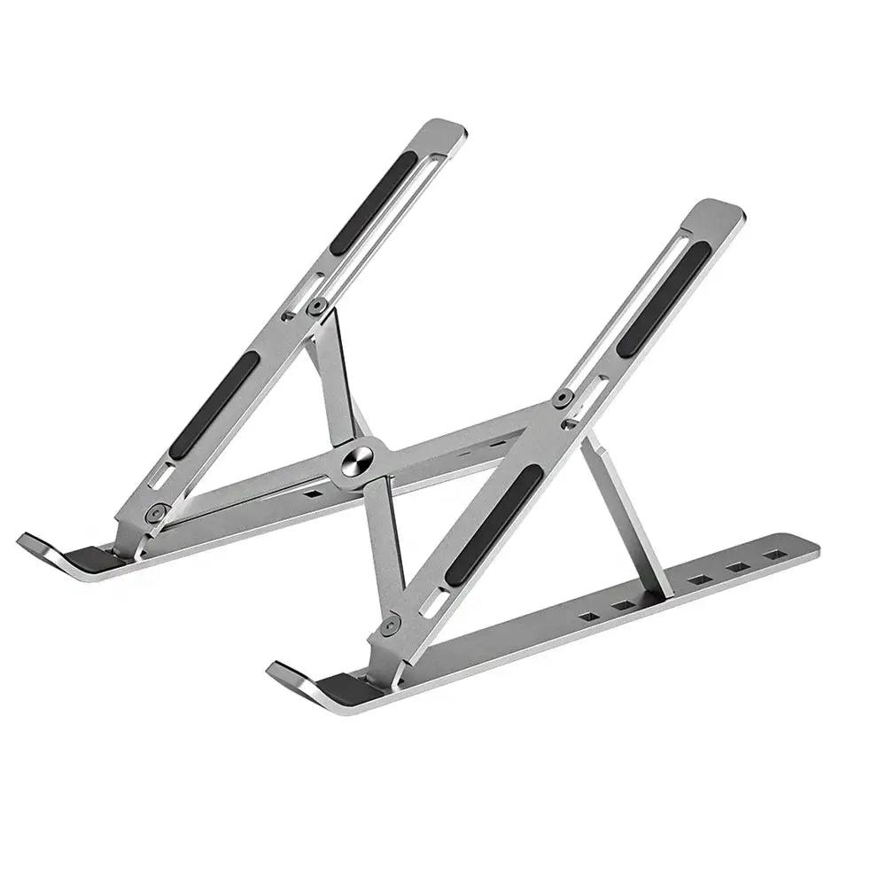 Premium Aluminum Laptop Stand - Adjustable Height Foldable Riser for MacBook Air/Pro with Ventilated Cooling Design