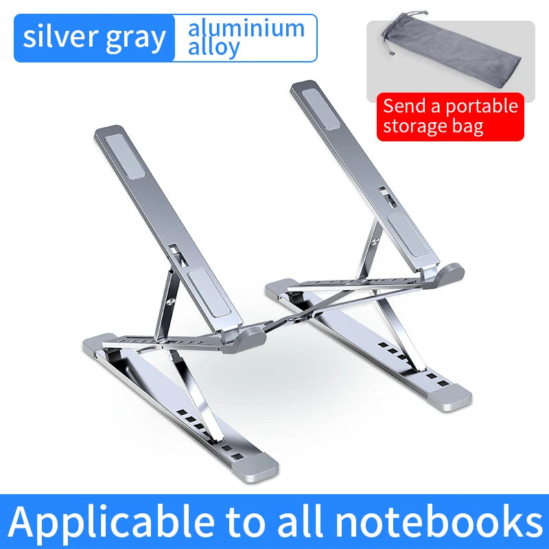 Premium Aluminum Laptop Stand - Adjustable Height Foldable Riser for MacBook Air/Pro with Ventilated Cooling Design