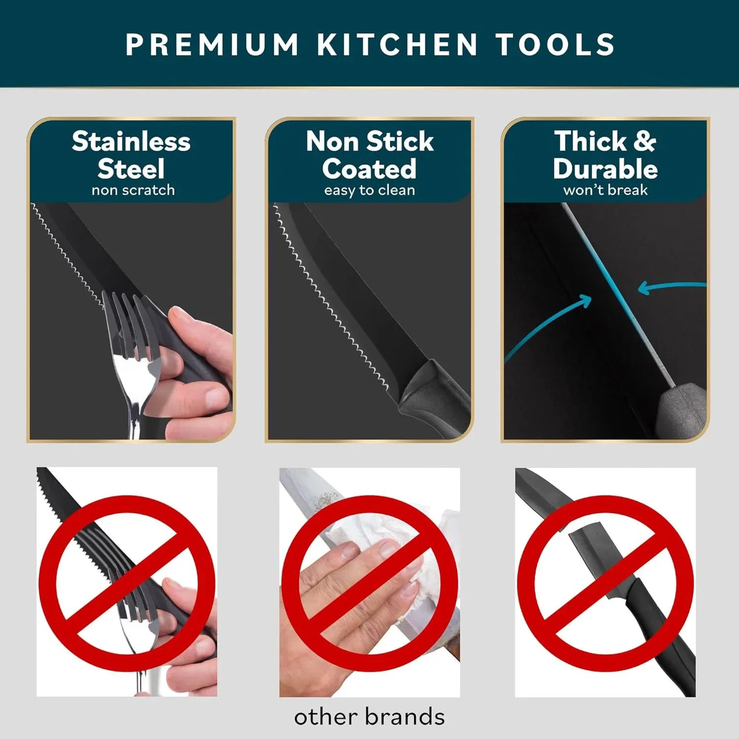 Premium Steak Knife Set (2/4/6/8 Pieces) – Seiko Stainless Steel Blades with Comfort PP Handles | Serrated Edge for Meat, Fruits & Multi-Purpose Kitchen Use