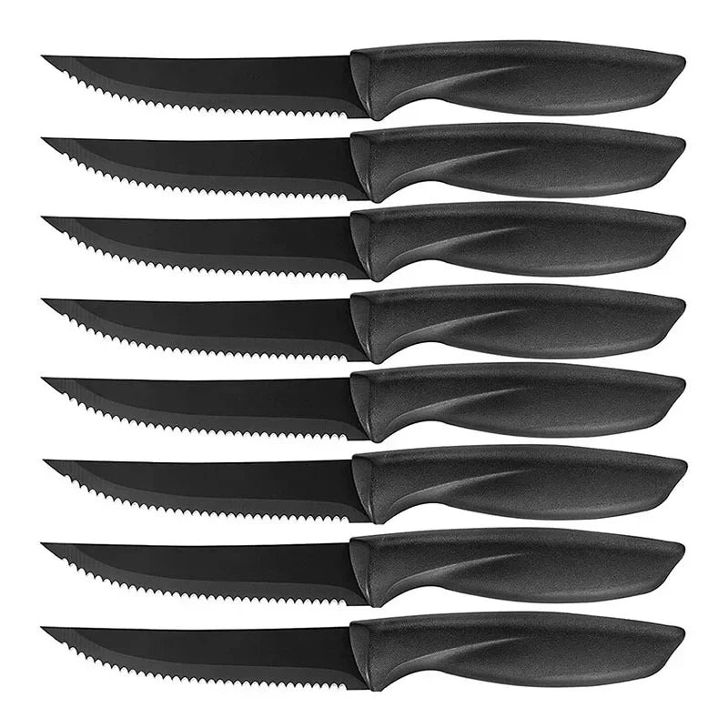 Premium Steak Knife Set (2/4/6/8 Pieces) – Seiko Stainless Steel Blades with Comfort PP Handles | Serrated Edge for Meat, Fruits & Multi-Purpose Kitchen Use