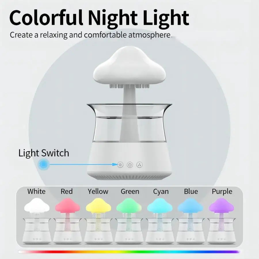 Premium Raindrop Humidifier Diffuser - Color Changing LED Night Light & Essential Oil Aromatherapy Machine for Home Spa Relaxation