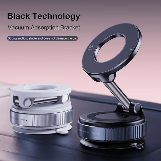 Heavy-Duty Magnetic Phone Mount - Foldable 360° Rotation Holder with Super Strong Vacuum Base for Multi-Surface Use