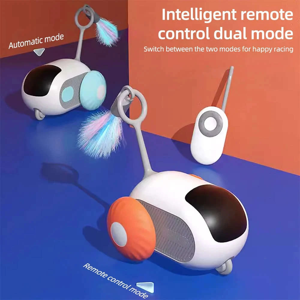 Interactive Smart Cat Toy – 2-in-1 Automatic & Remote Control Mode, Rechargeable Moving Toy Car for Cats & Small Dogs | Indoor Hunting Game with Quiet Motor & Durable Design