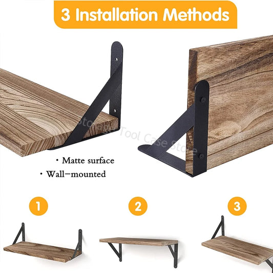 Floating Wooden Wall Shelves – Rustic Multi-Purpose Storage & Display Rack for Living Room, Bathroom, Kitchen & More