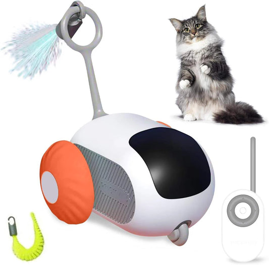 Interactive Smart Cat Toy – 2-in-1 Automatic & Remote Control Mode, Rechargeable Moving Toy Car for Cats & Small Dogs | Indoor Hunting Game with Quiet Motor & Durable Design