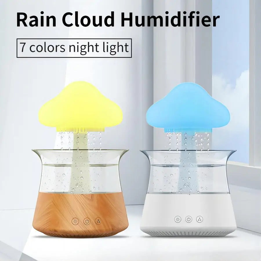 Premium Raindrop Humidifier Diffuser - Color Changing LED Night Light & Essential Oil Aromatherapy Machine for Home Spa Relaxation