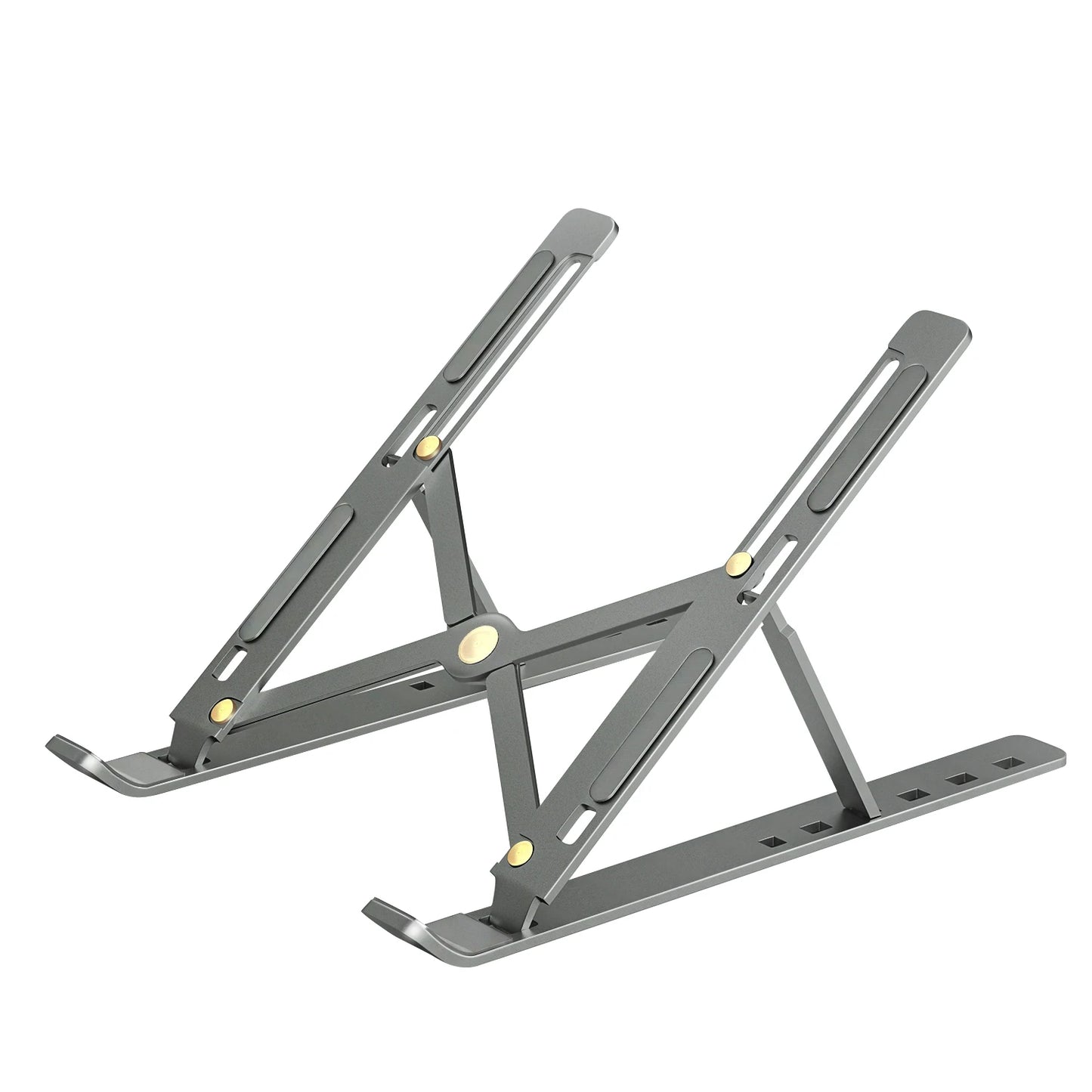 Premium Aluminum Laptop Stand - Adjustable Height Foldable Riser for MacBook Air/Pro with Ventilated Cooling Design