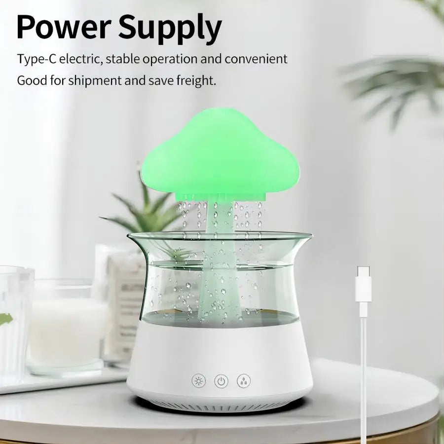 Premium Raindrop Humidifier Diffuser - Color Changing LED Night Light & Essential Oil Aromatherapy Machine for Home Spa Relaxation