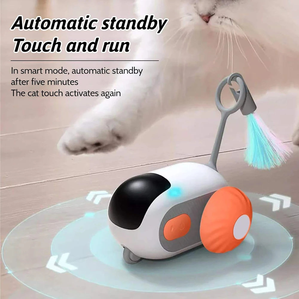 Interactive Smart Cat Toy – 2-in-1 Automatic & Remote Control Mode, Rechargeable Moving Toy Car for Cats & Small Dogs | Indoor Hunting Game with Quiet Motor & Durable Design