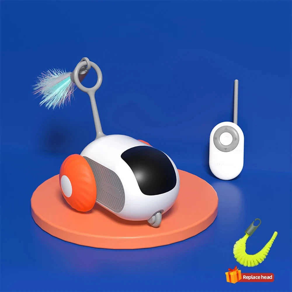 Interactive Smart Cat Toy – 2-in-1 Automatic & Remote Control Mode, Rechargeable Moving Toy Car for Cats & Small Dogs | Indoor Hunting Game with Quiet Motor & Durable Design
