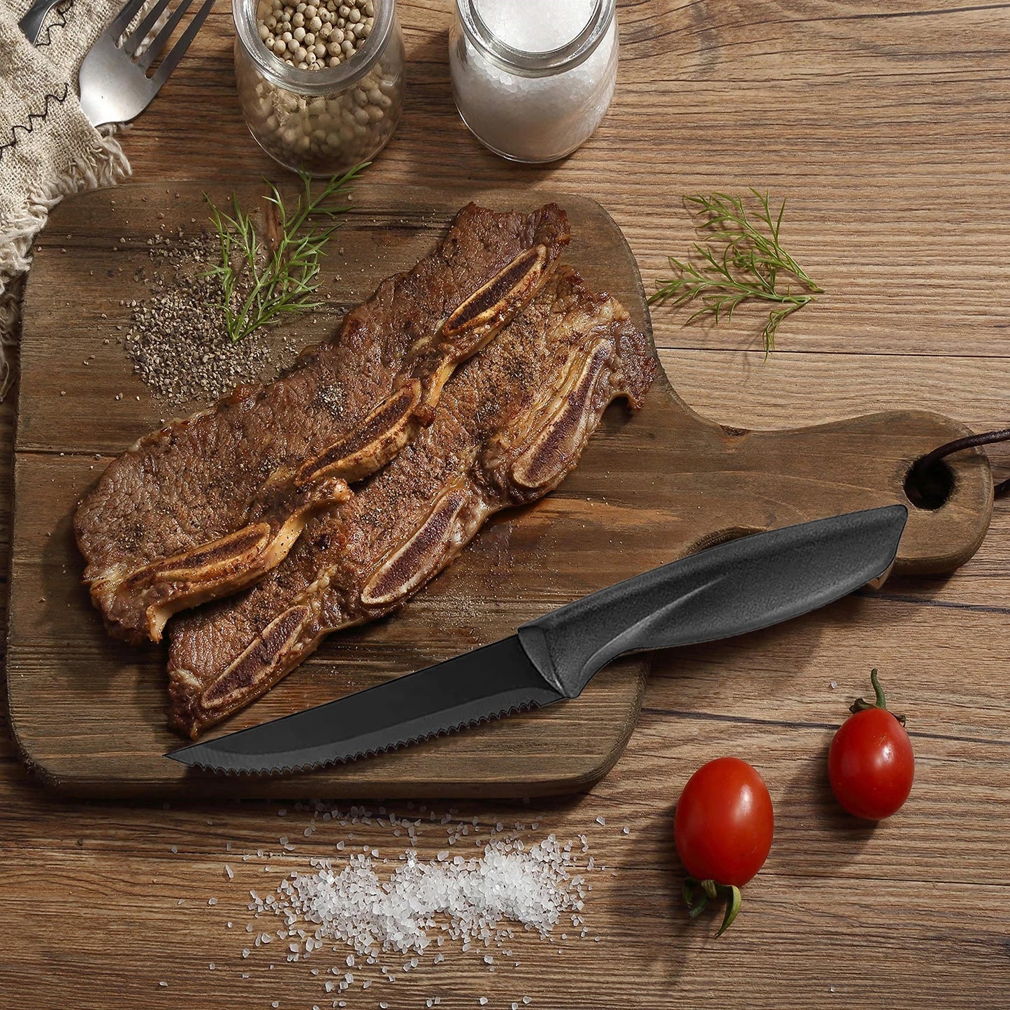 Premium Steak Knife Set (2/4/6/8 Pieces) – Seiko Stainless Steel Blades with Comfort PP Handles | Serrated Edge for Meat, Fruits & Multi-Purpose Kitchen Use