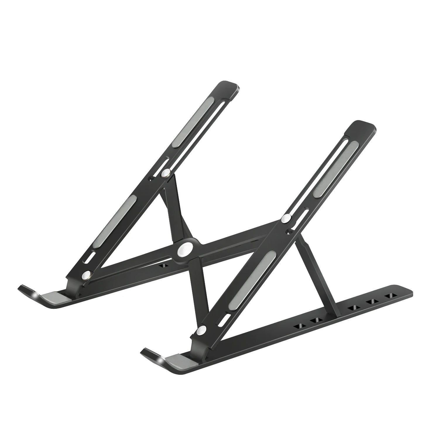 Premium Aluminum Laptop Stand - Adjustable Height Foldable Riser for MacBook Air/Pro with Ventilated Cooling Design